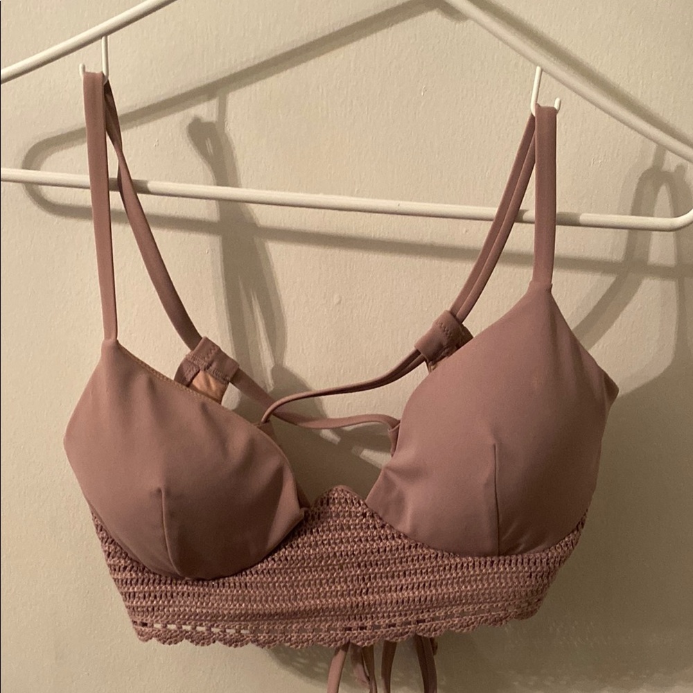 Shade & Shore Pink Bikini with Lace Trim